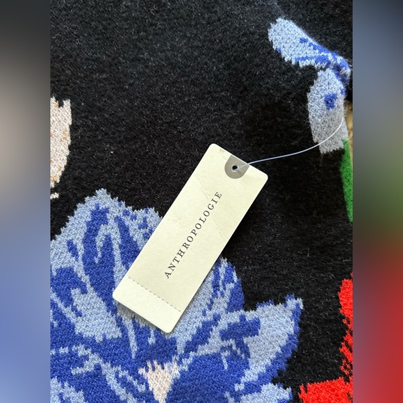 Anthropologie Maeve NWT Carys Mock Neck Sweater Black Flowers Graphics size XL - Picture 8 of 12